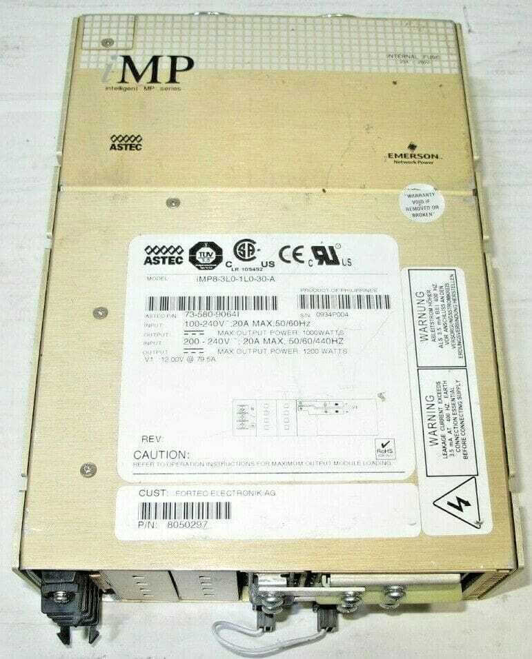 ASTEC 73-580-90641, iMP8-3L0-1LO-30-A, 8050297 120-240VAC IN , 12VDC AT 79.5A