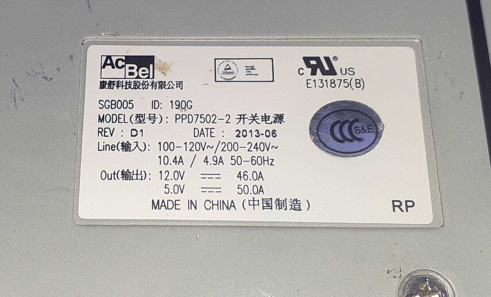 HITACHI 3285145-A, ACBEL PPD7502-2 SGB005 PSU