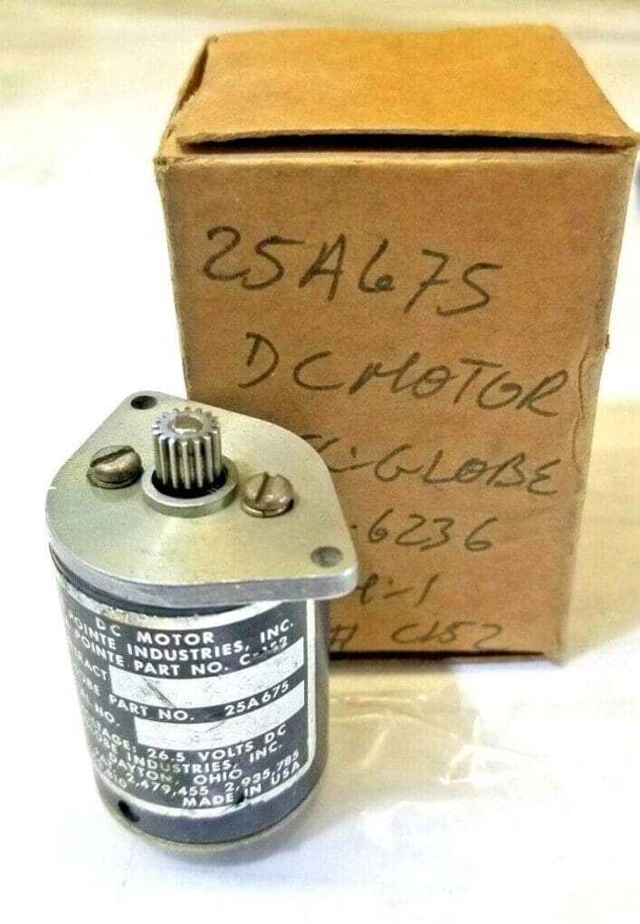 GLOBE INDUSTRIES INC. PART 25A675 AEROSPACE AVIATION CONTROL DC MOTOR 26.5V C152