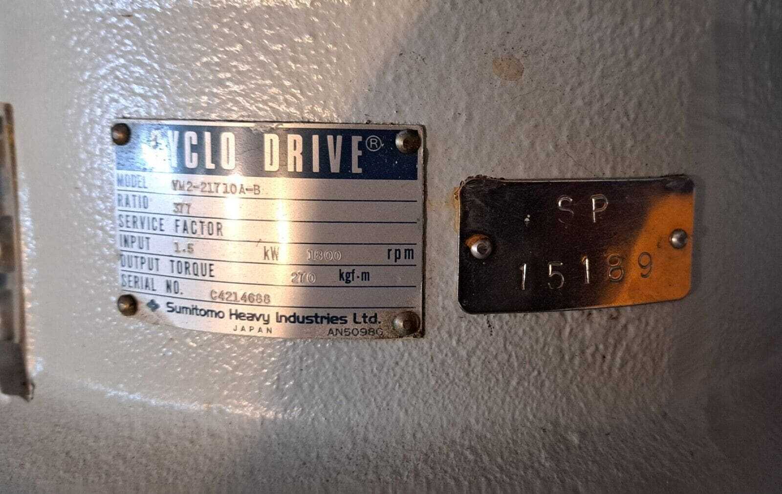 SUMITOMO CYCLO DRIVE VM2-21710A-B VERTICAL MOUNT WITH 3 PHASE DRIVE MOTOR