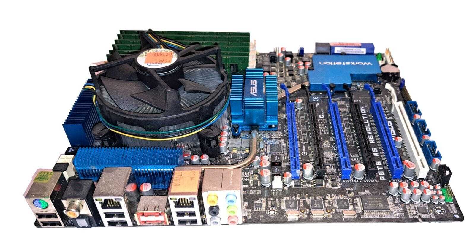 ASUS P6T6 WS REVOLUTION Motherboard +Intel i7-920 +12gb RAM +heat sink and fan