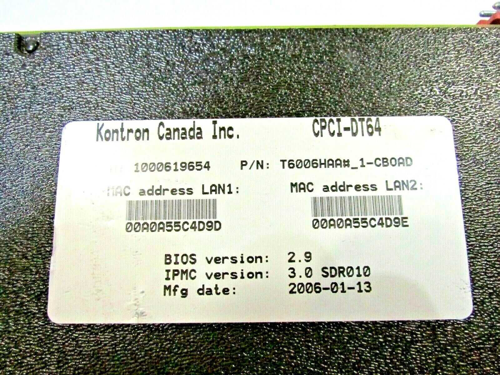 Kontron cPCI-DT64 - 6U Compact PCI 64 Bit DUAL PENTIUM III 66Mhz + 1 GB RAM