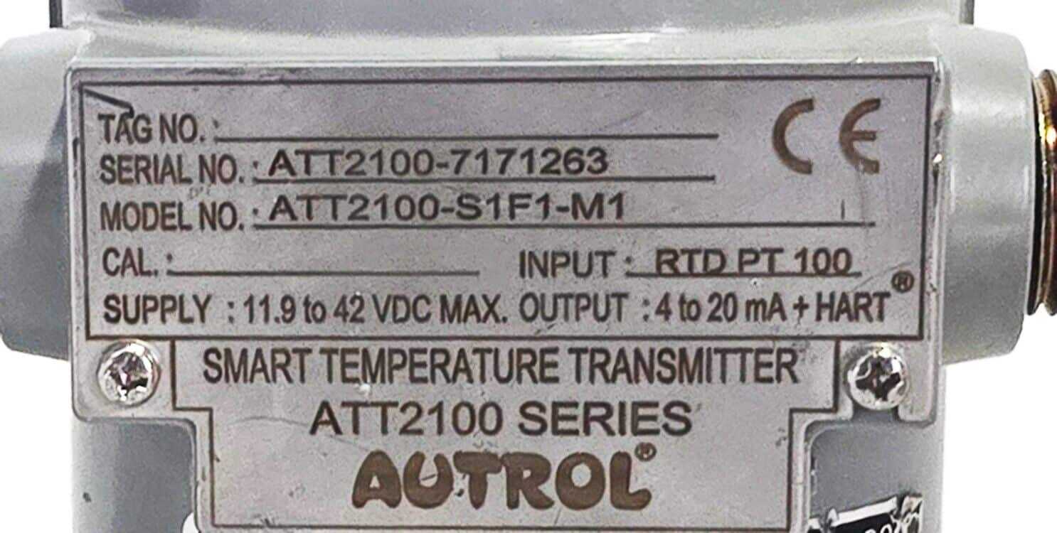 AUTROL SMART TEMPERATURE TRANSMITTER, ATT2100-S1F1-M1 , INPUT: RTD PT 100