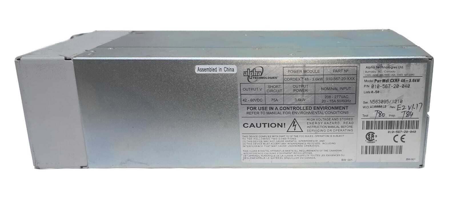 Alpha Technologies Cordex 48-3.6KW Power Module 010-567-20-040