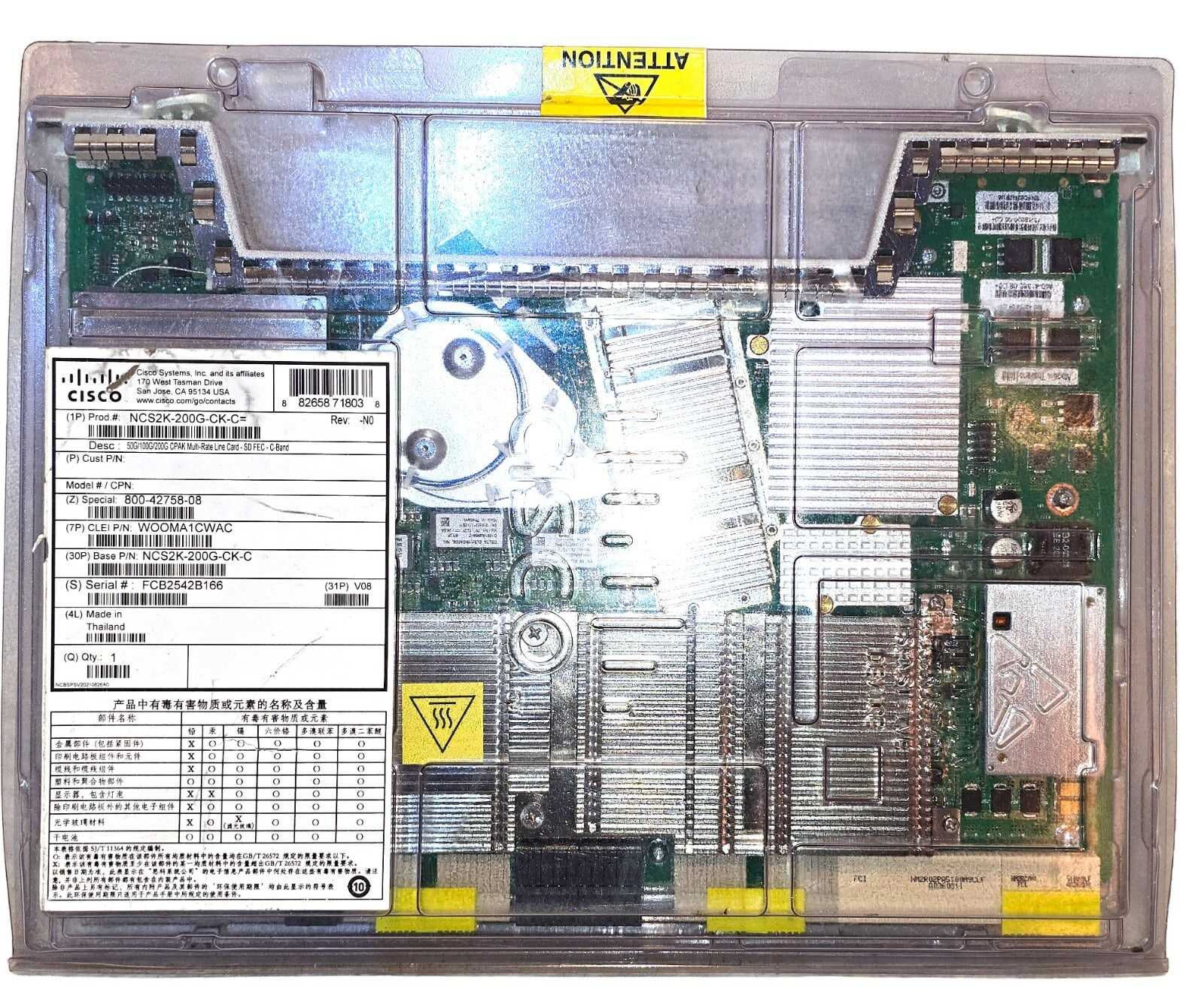 Cisco NCS2K-200G-CK-C 200G CPAK Multi-Rate Line Card - V08 - UNUSED