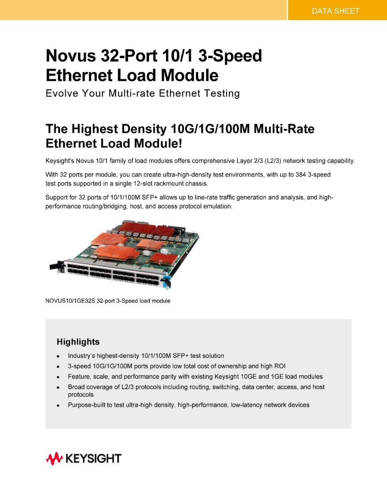 IXIA NOVUS 10/1GE32S 32-port 3-Speed load module