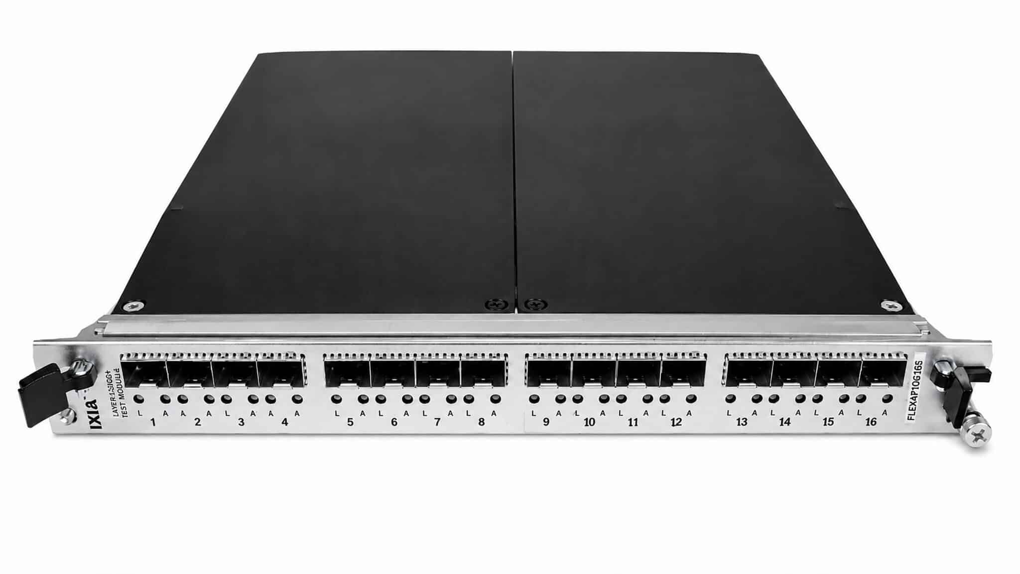 Refurbished Ixia Xcellon-Flex FlexAP10G16S 16-port 10 Gigabit Ethernet accelerated performance load module with part number label visible