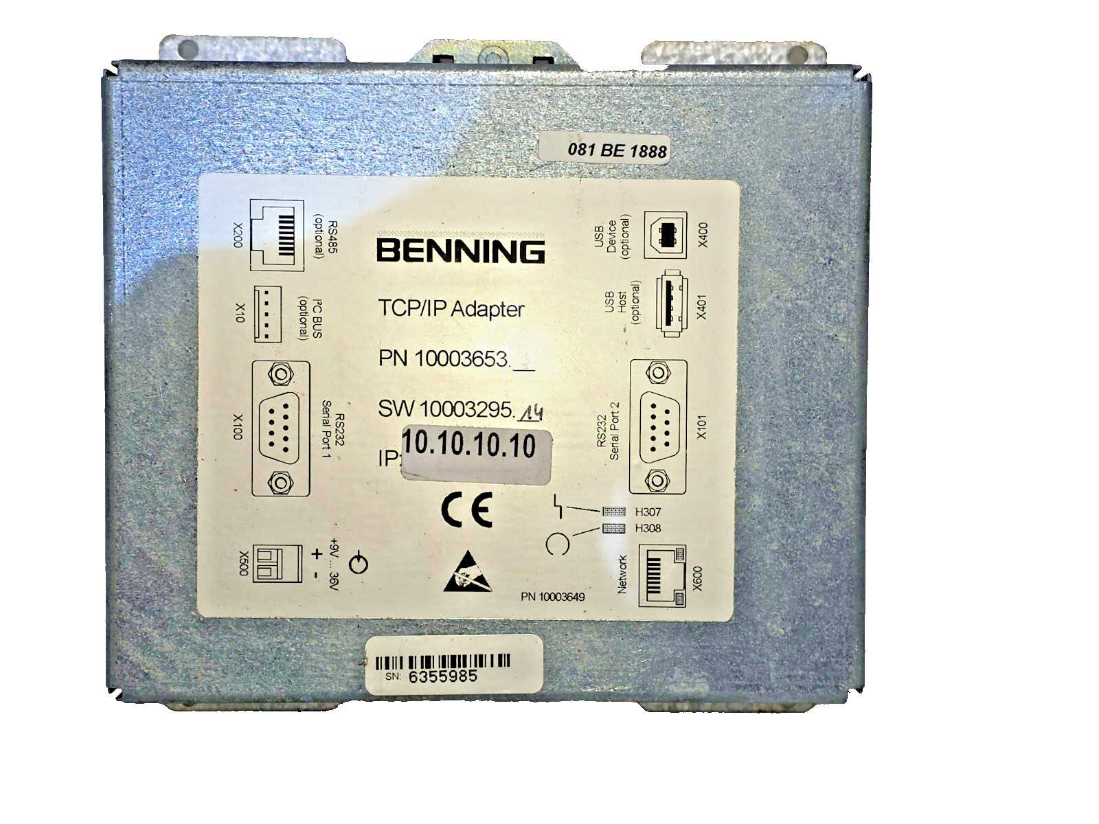 Benning 10003653 MCU TCP/IP Adapter Ethernet RS232 Serial Interface Module