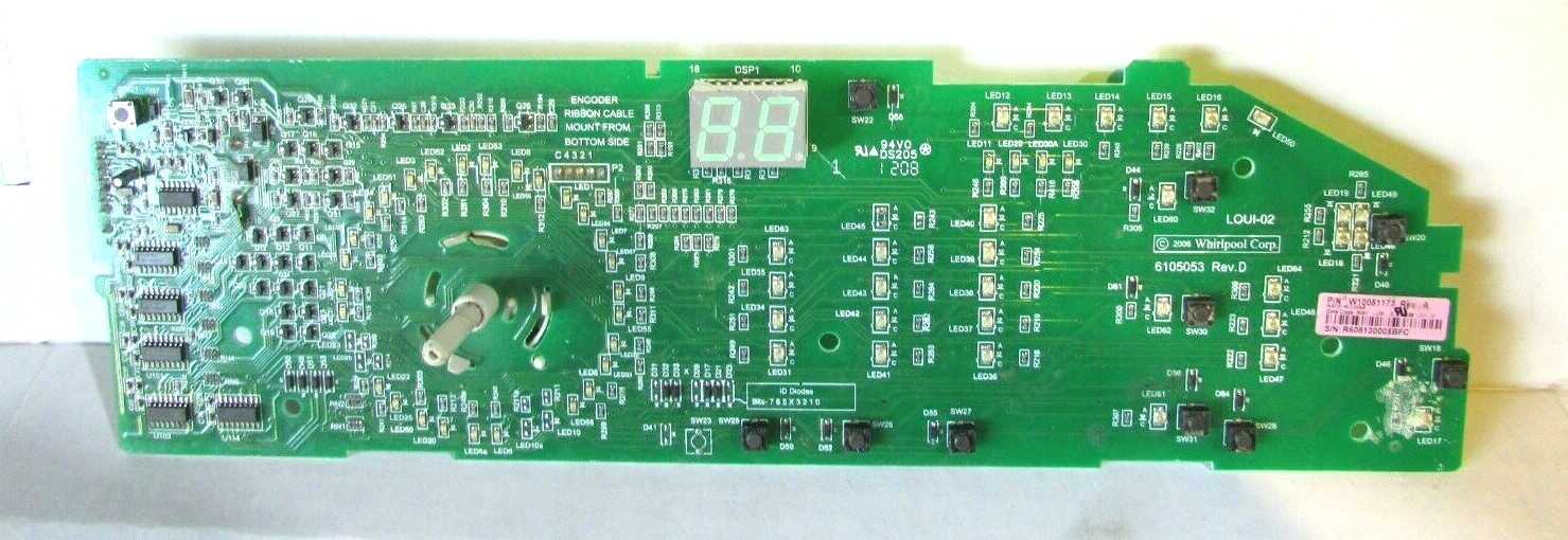 Whirlpool Washer Interface Control Board W10051173