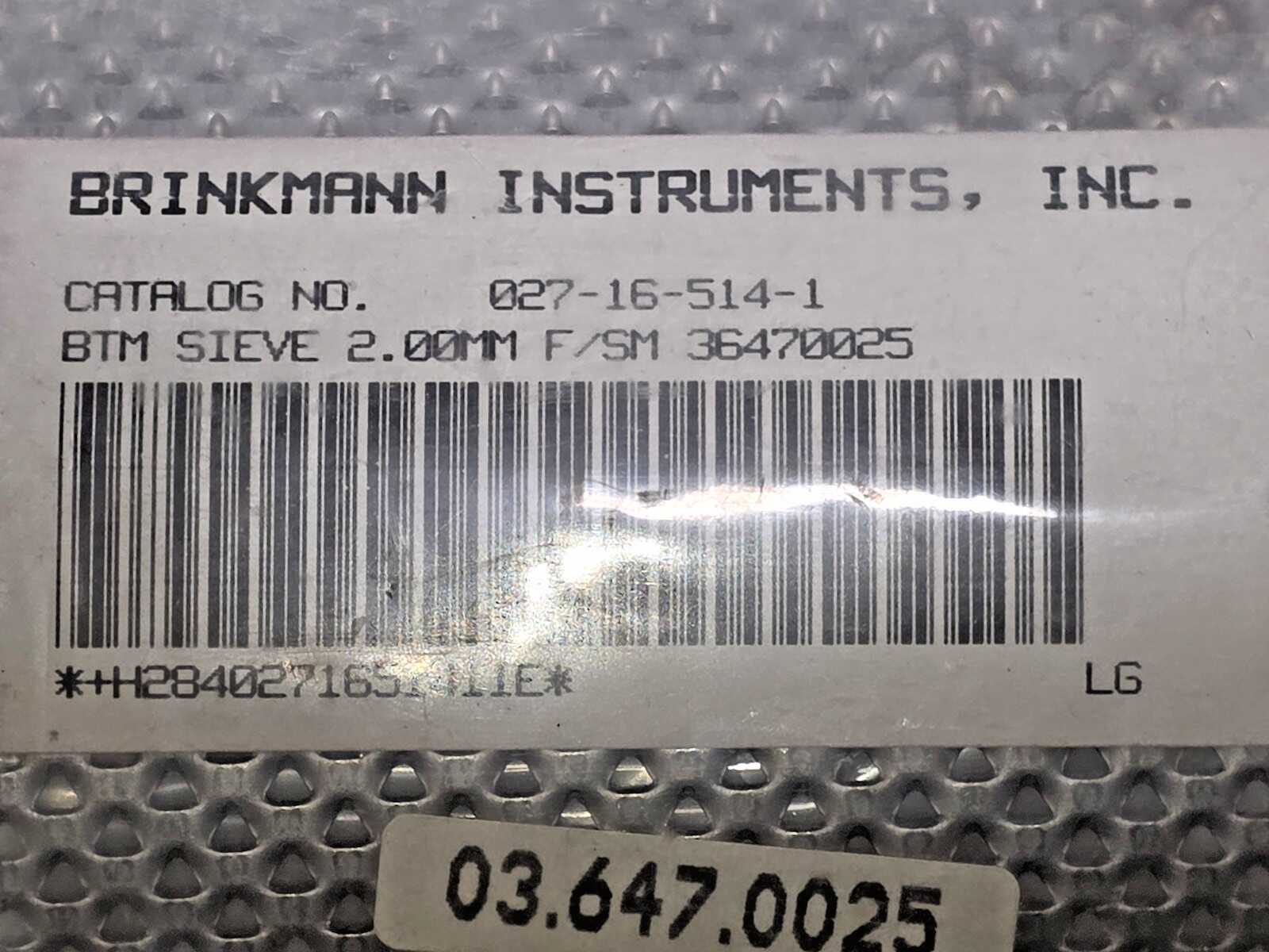 Brinkmann 027-16-514-1 Bottom Sieve 2.00 mm for Retsch SM Mill 03.647.0025