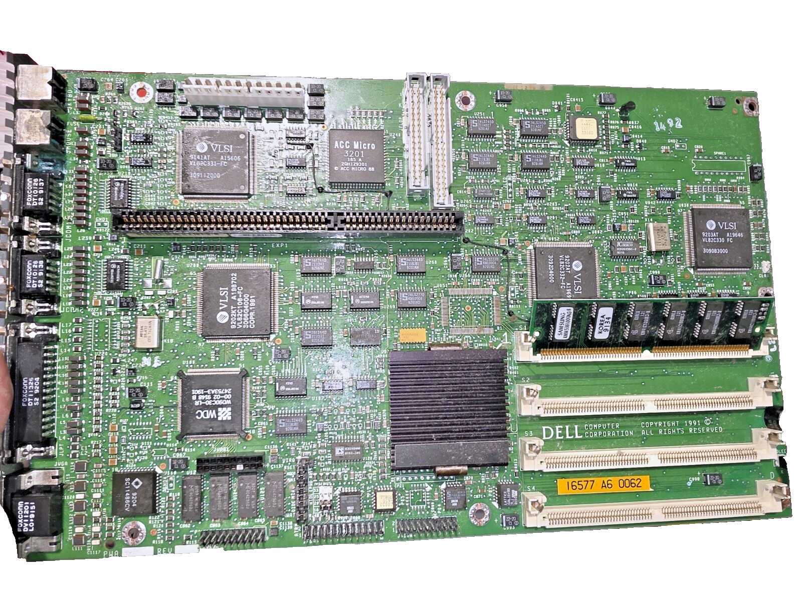 Dell System 486P Motherboard i486SX-20 4MB RAM 3 Slot ISA Riser Card LPX 1991